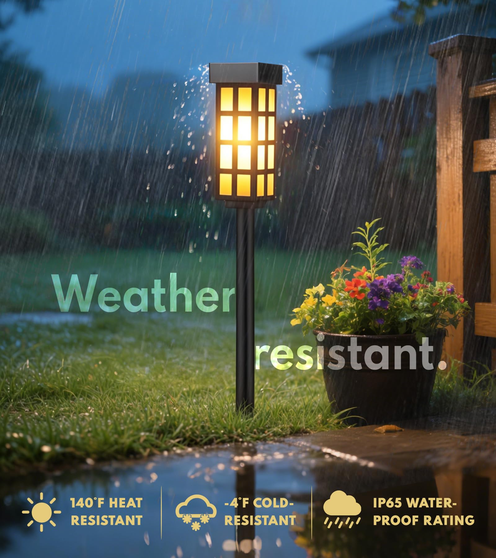 SmaryYard 8 Pack Solar Pathway Lights Outdoor, 24 Inch Tall Solar Light with Glass, IP65 Waterproof Outdoor Lights, Warm White - Outdoor Solar Outlet