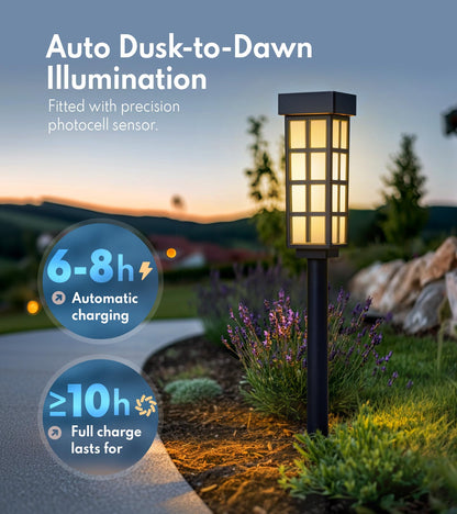 SmaryYard 8 Pack Solar Pathway Lights Outdoor, 24 Inch Tall Solar Light with Glass, IP65 Waterproof Outdoor Lights, Warm White - Outdoor Solar Outlet
