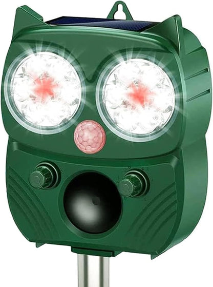 Solar Animal Repeller – Ultrasonic Pest Deterrent with Motion Sensor, LED Flashing Light, 5 Modes, Solar + USB Charging - Outdoor Solar Outlet