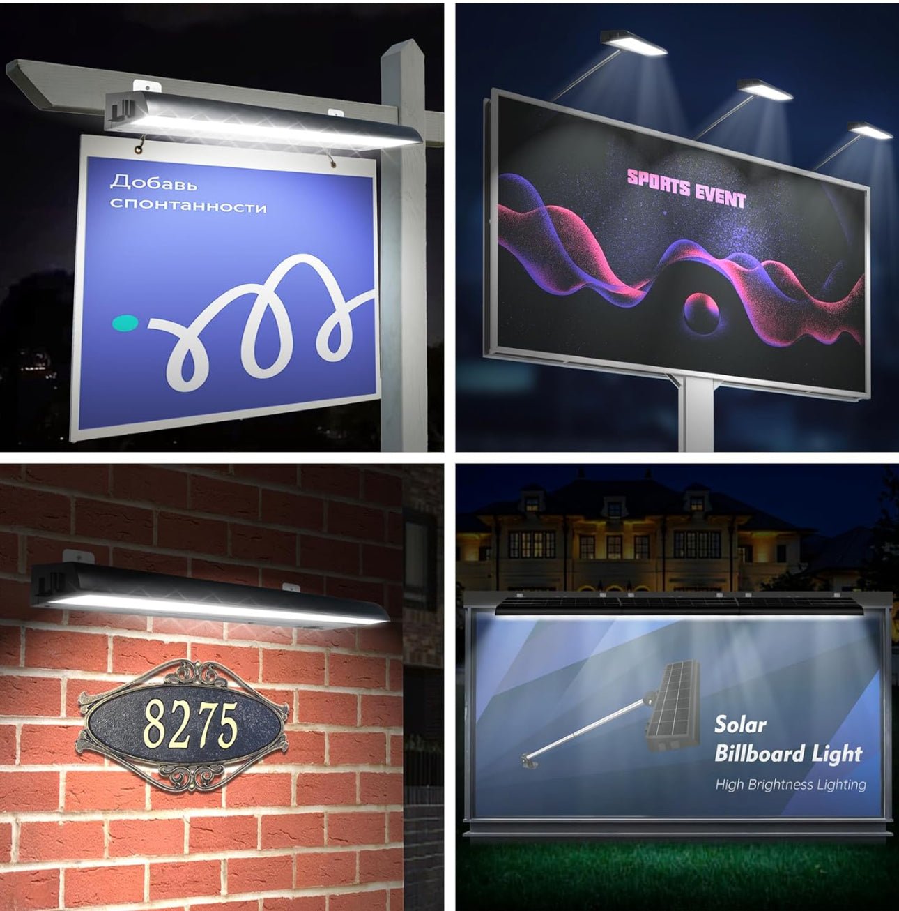 Solar Billboard Sign Lights Outdoor, 232 led Super Bright Sign light, Adjustable Bracket & Wall Mount 2-in-1 Commercial Billboart Lighting for Bussiness, Real Estate, Shop, Bus Stop, HOA, Highway Signs - Outdoor Solar Outlet