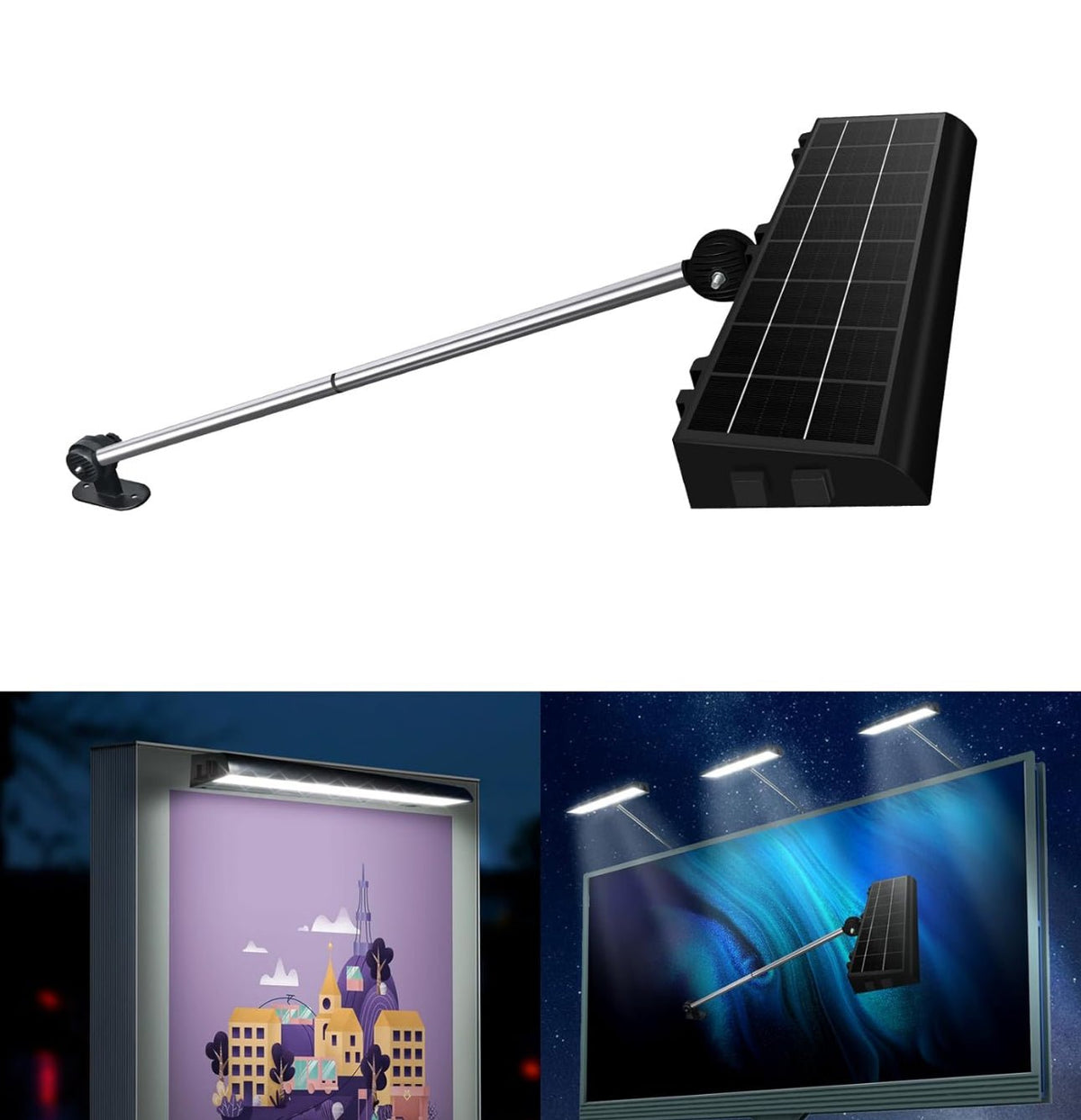 Solar Billboard Sign Lights Outdoor, 232 led Super Bright Sign light, Adjustable Bracket & Wall Mount 2-in-1 Commercial Billboart Lighting for Bussiness, Real Estate, Shop, Bus Stop, HOA, Highway Signs - Outdoor Solar Outlet