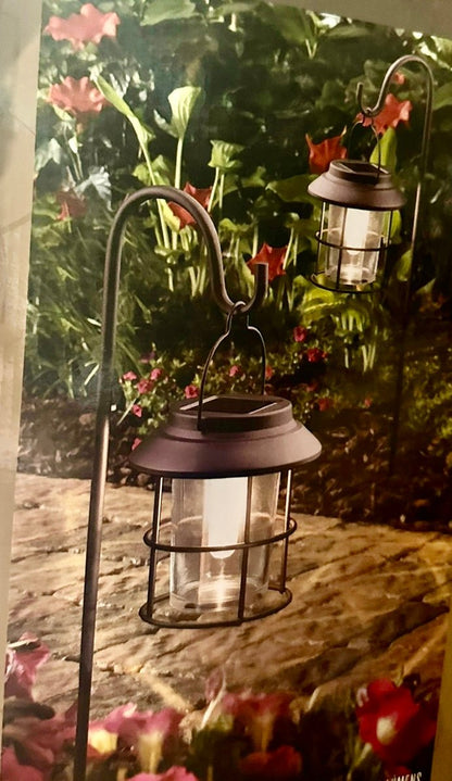 Solar Bronze Outdoor Integrated Filament LED Landscape Shepherd Hook Path Lights 10 Lumens (2-Pack) - Outdoor Solar Outlet