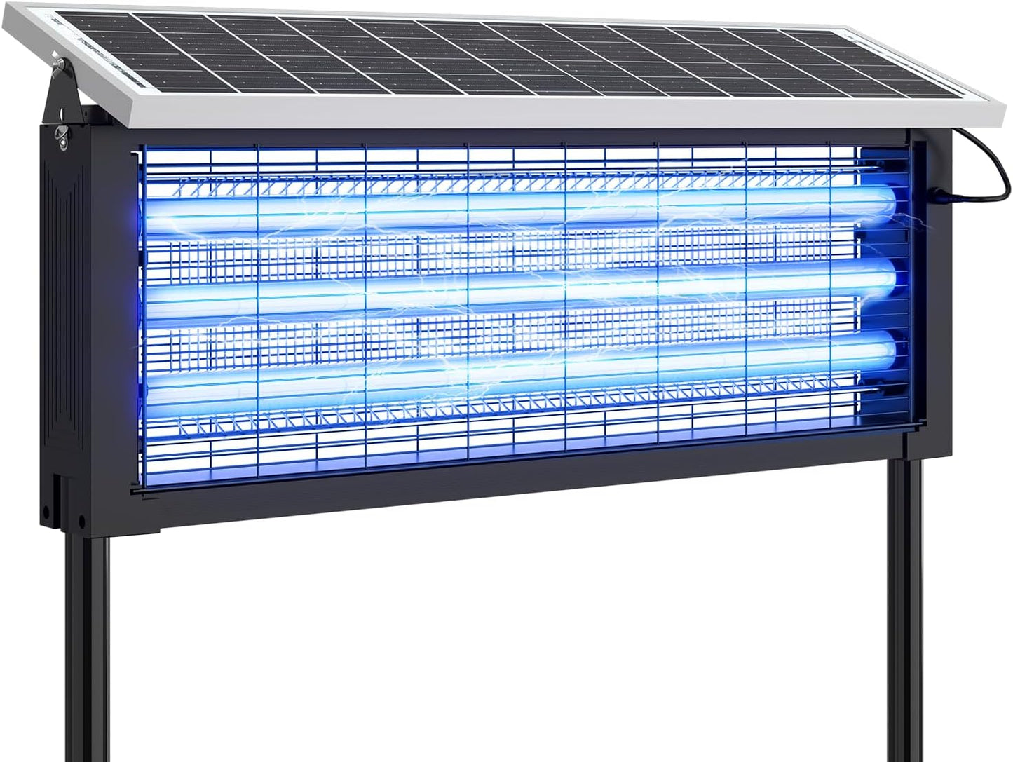 Solar Bug Zapper Outdoor, Wireless Portable Camping Mosquito Zapper 4500V For 3500 Sq.ft with Panel Sensor, Fly Traps with 10FT Extension Cord - Outdoor Solar Outlet