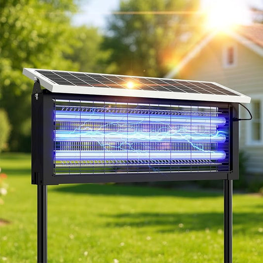 Solar Bug Zapper Outdoor, Wireless Portable Camping Mosquito Zapper 4500V For 3500 Sq.ft with Panel Sensor, Fly Traps with 10FT Extension Cord - Outdoor Solar Outlet