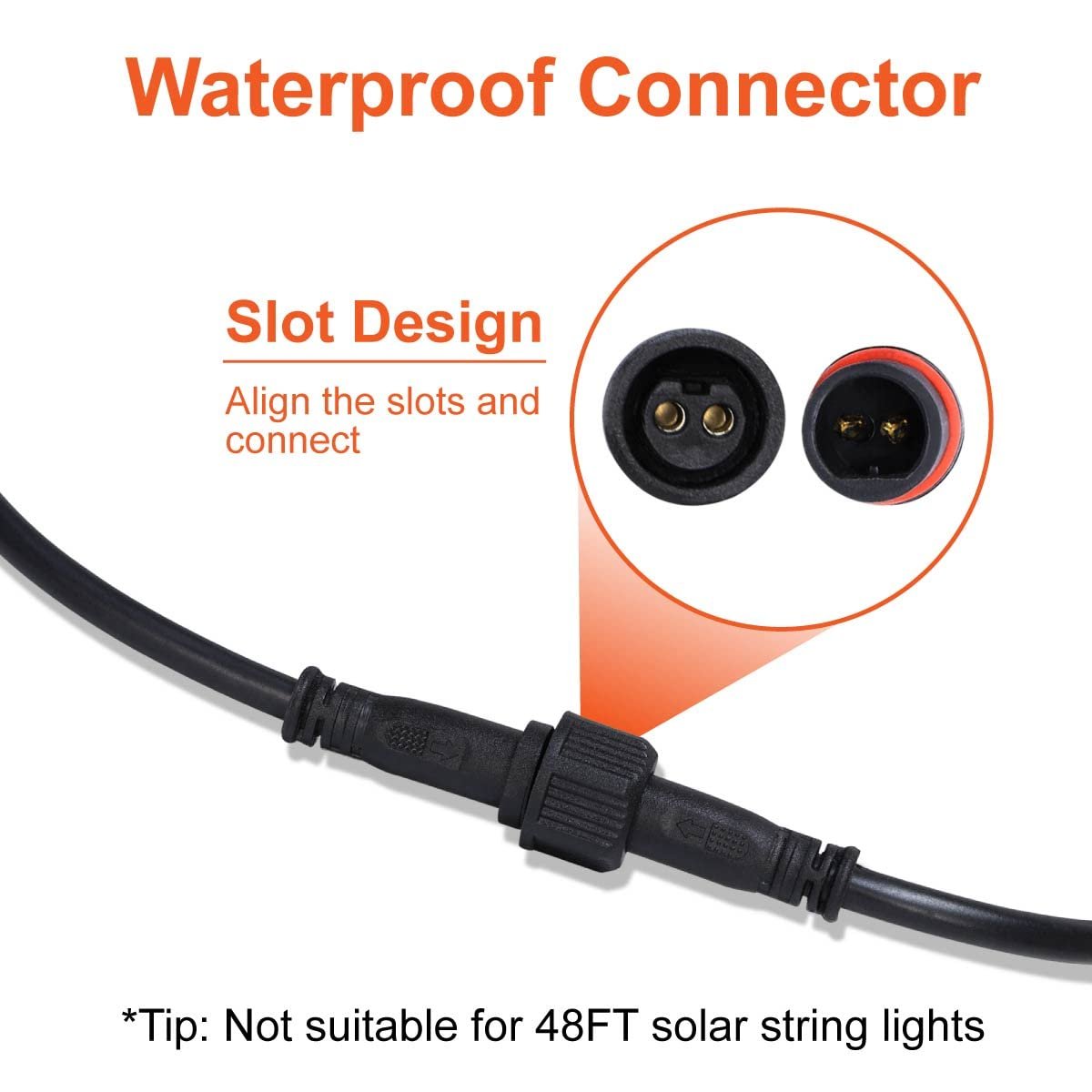 Solar Extension Cable 5m16.4 Feet Extender Wires Cords Two Core with Plug Waterproof IP65 for Solar Flood Lights Solar Street Lights - Outdoor Solar Outlet