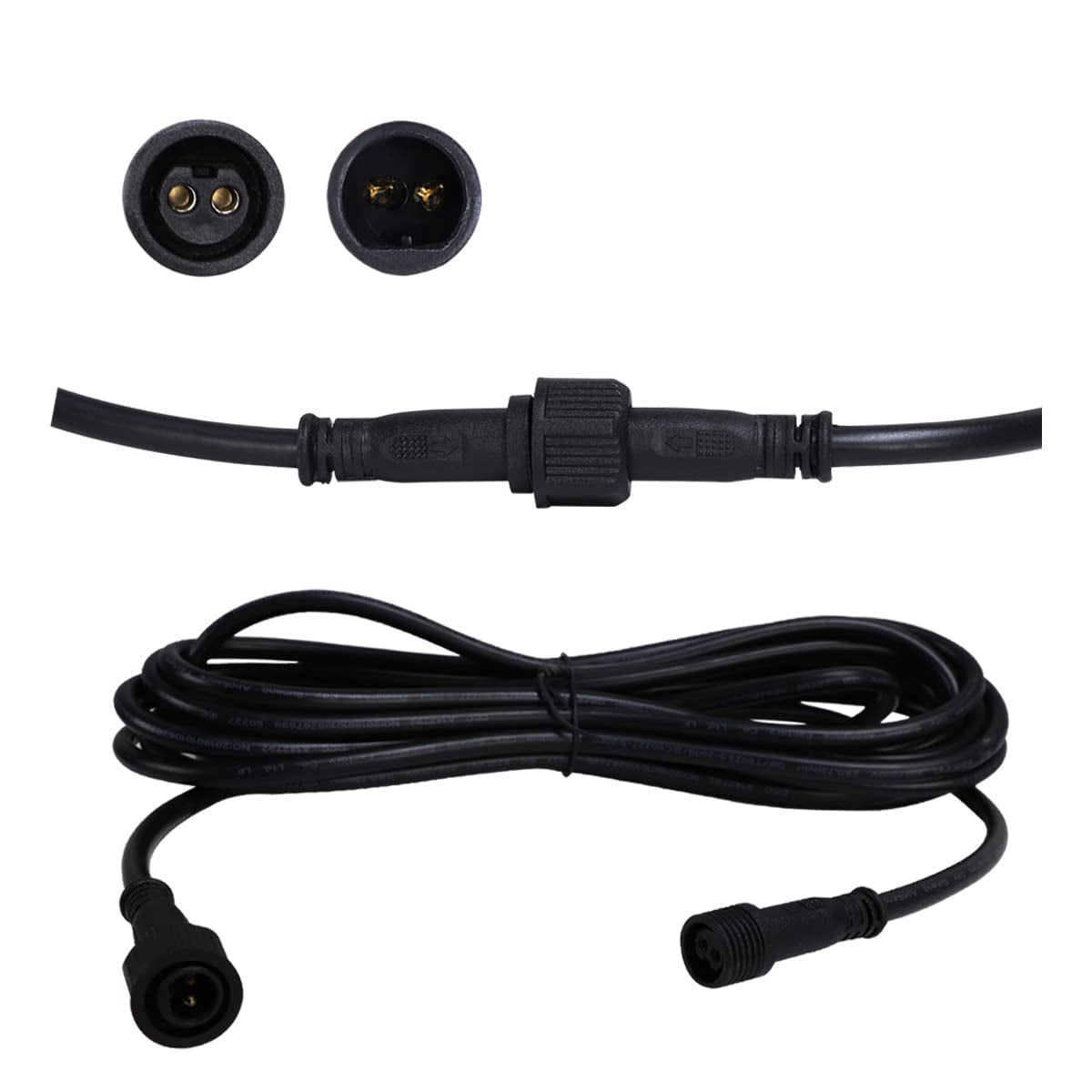 Solar Extension Cable 5m16.4 Feet Extender Wires Cords Two Core with Plug Waterproof IP65 for Solar Flood Lights Solar Street Lights - Outdoor Solar Outlet