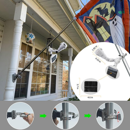 Solar Flag Pole Light, Flagpole Light Solar Powered, Super Bright PC Crystal LED Spotlight, Adjustable Bracket & Metal Clamp Fits 1-1.5" Flagpole - Outdoor Solar Outlet