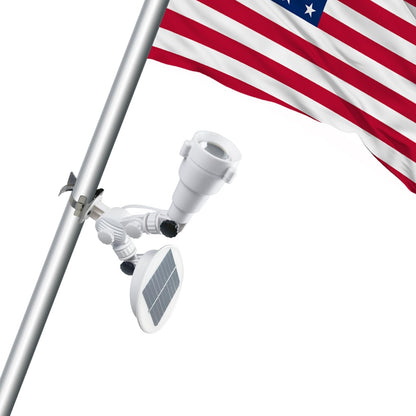 Solar Flag Pole Light, Flagpole Light Solar Powered, Super Bright PC Crystal LED Spotlight, Adjustable Bracket & Metal Clamp Fits 1-1.5" Flagpole - Outdoor Solar Outlet