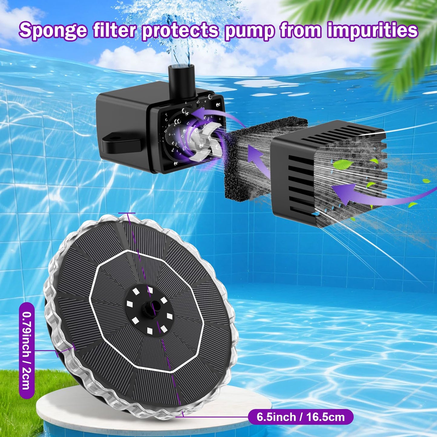 Solar Fountain Colorful Ring Lights, 2026 3.5W Solar Water Fountain with 2000mah Battery, Solar Fountain Pump for Bird Bath, Pond, Pool, Outdoor - Outdoor Solar Outlet