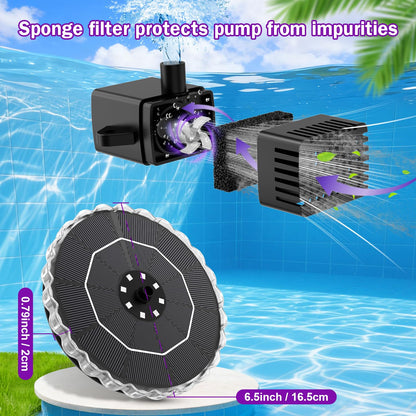 Solar Fountain Colorful Ring Lights, 2026 3.5W Solar Water Fountain with 2000mah Battery, Solar Fountain Pump for Bird Bath, Pond, Pool, Outdoor - Outdoor Solar Outlet