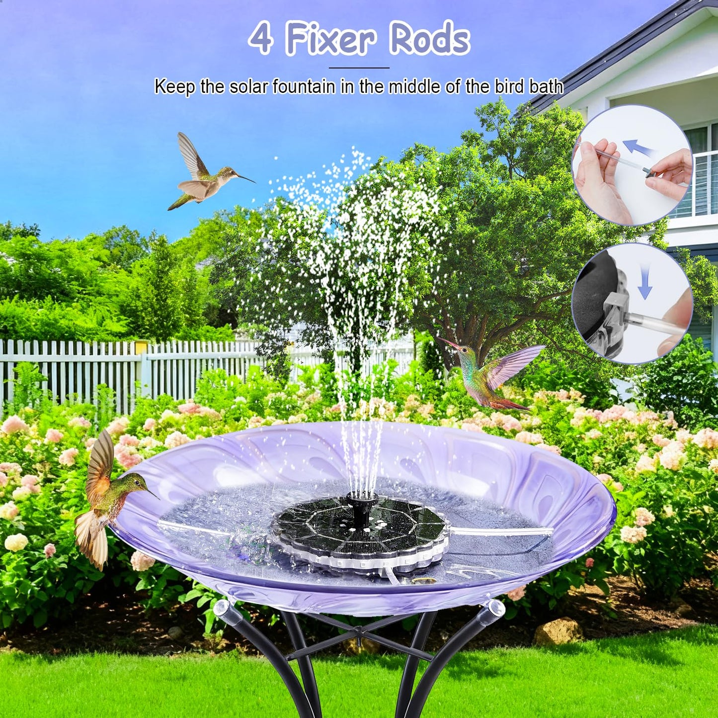 Solar Fountain Colorful Ring Lights, 2026 3.5W Solar Water Fountain with 2000mah Battery, Solar Fountain Pump for Bird Bath, Pond, Pool, Outdoor - Outdoor Solar Outlet