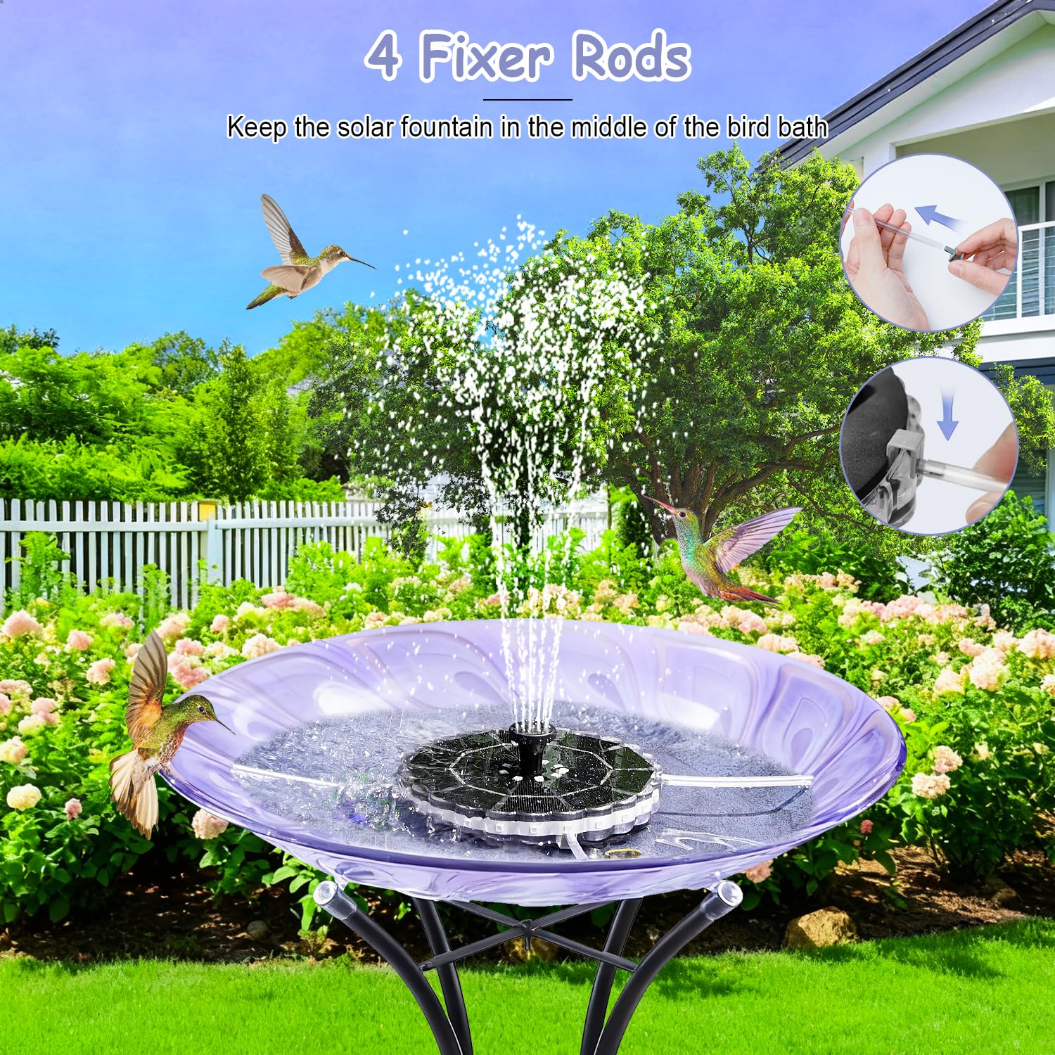 Solar Fountain Colorful Ring Lights, 2026 3.5W Solar Water Fountain with 2000mah Battery, Solar Fountain Pump for Bird Bath, Pond, Pool, Outdoor - Outdoor Solar Outlet