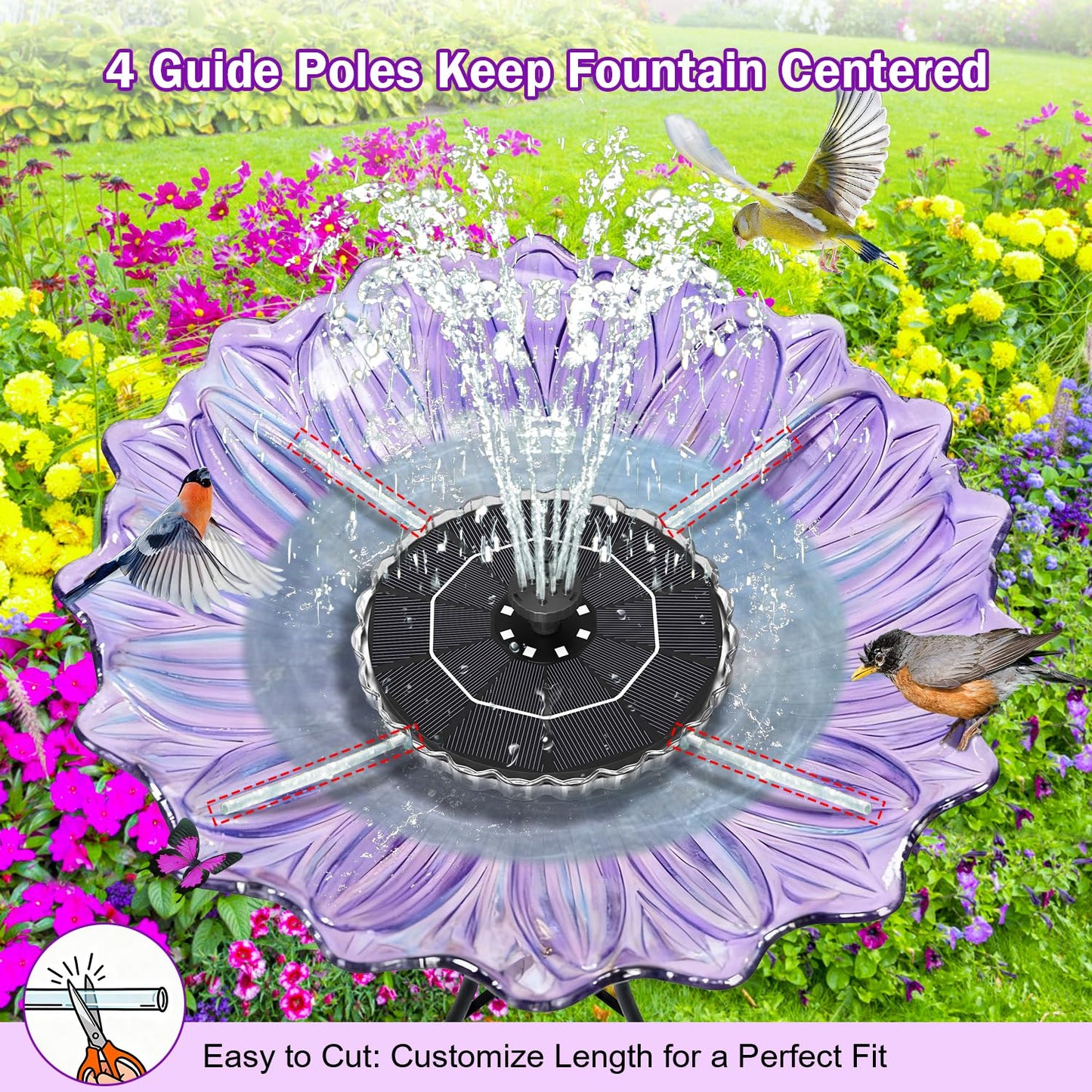 Solar Fountain Colorful Ring Lights, 2026 3.5W Solar Water Fountain with 2000mah Battery, Solar Fountain Pump for Bird Bath, Pond, Pool, Outdoor - Outdoor Solar Outlet