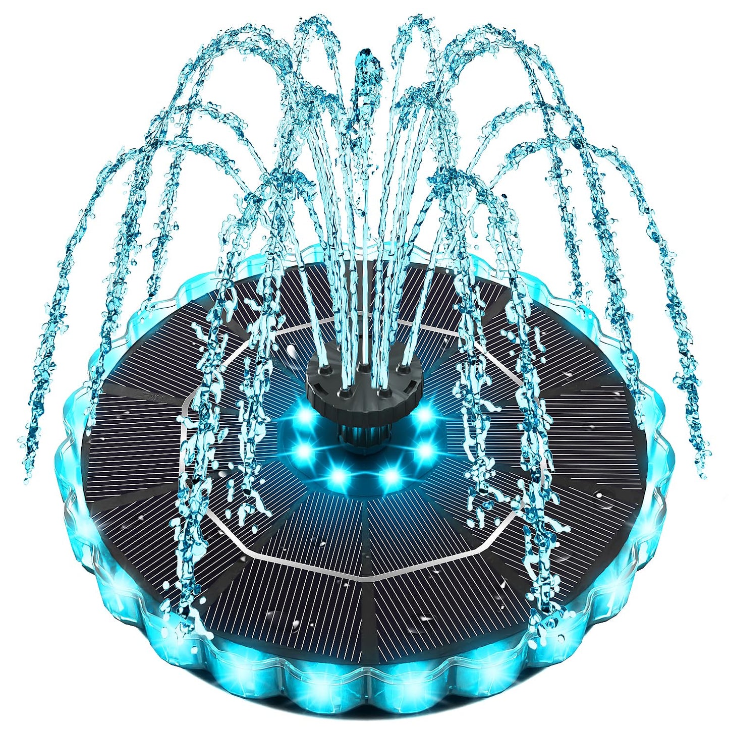 Solar Fountain Colorful Ring Lights, 2026 3.5W Solar Water Fountain with 2000mah Battery, Solar Fountain Pump for Bird Bath, Pond, Pool, Outdoor - Outdoor Solar Outlet