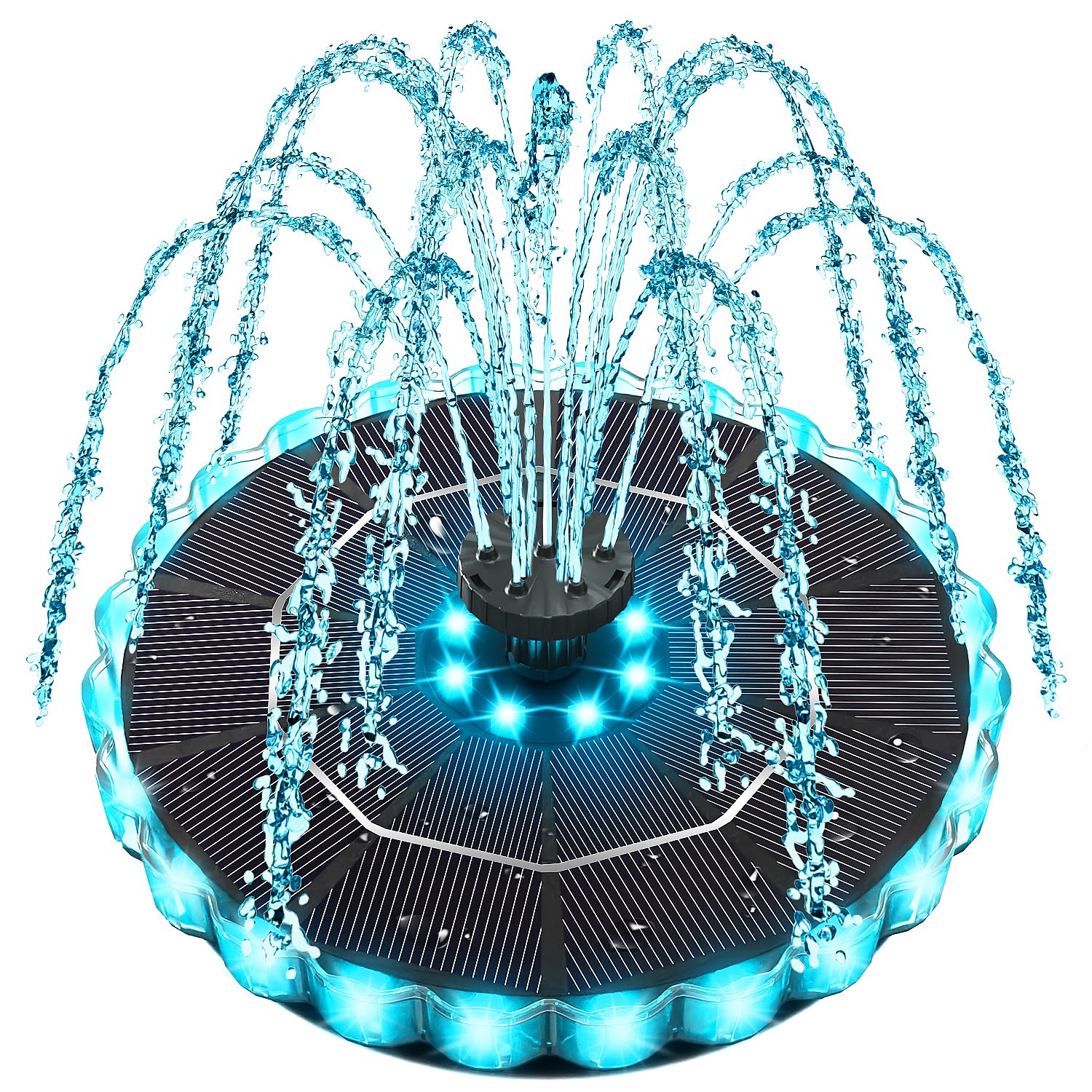 Solar Fountain Colorful Ring Lights, 2026 3.5W Solar Water Fountain with 2000mah Battery, Solar Fountain Pump for Bird Bath, Pond, Pool, Outdoor - Outdoor Solar Outlet