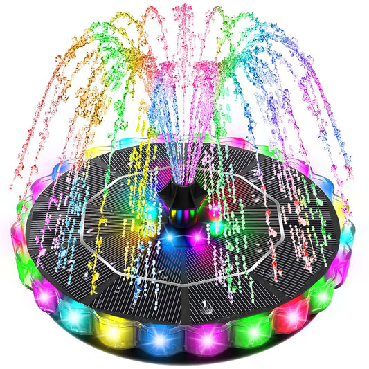Solar Fountain Colorful Ring Lights, 2026 3.5W Solar Water Fountain with 2000mah Battery, Solar Fountain Pump for Bird Bath, Pond, Pool, Outdoor - Outdoor Solar Outlet