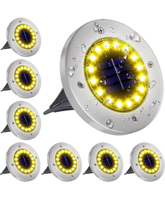 Solar Garden Disk Lights 16LED Solar Ground Lights Underground Lights,4 Pack-20 Lumen - Outdoor Solar Outlet