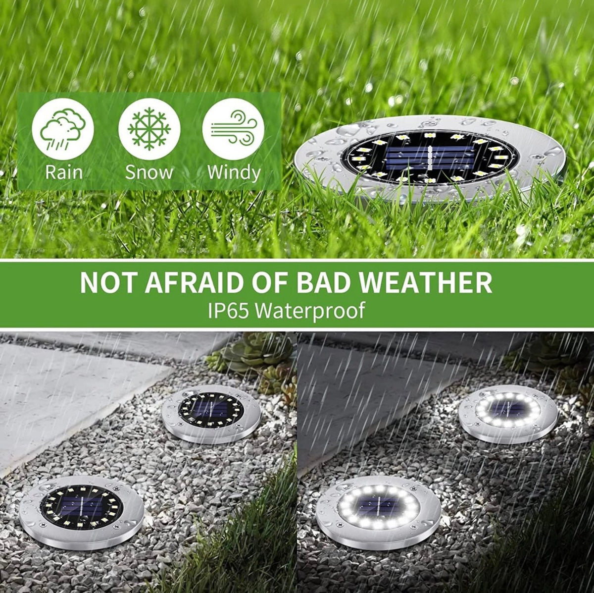 Solar Garden Disk Lights 16LED Solar Ground Lights Underground Lights,4 Pack-20 Lumen - Outdoor Solar Outlet