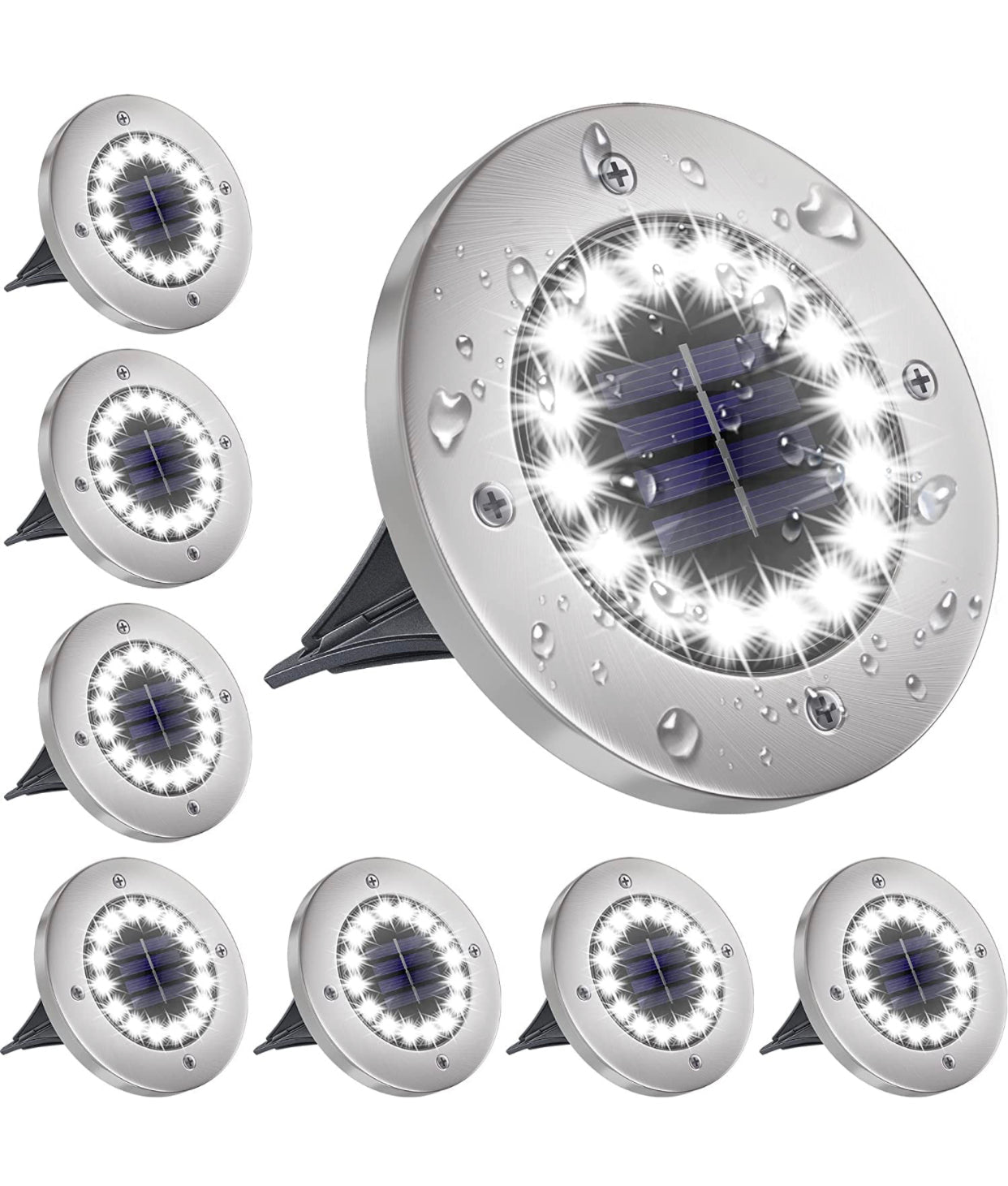 Solar Garden Disk Lights 16LED Solar Ground Lights Underground Lights,4 Pack-20 Lumen - Outdoor Solar Outlet
