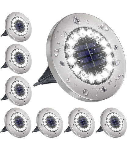 Solar Garden Disk Lights 16LED Solar Ground Lights Underground Lights,4 Pack-20 Lumen - Outdoor Solar Outlet