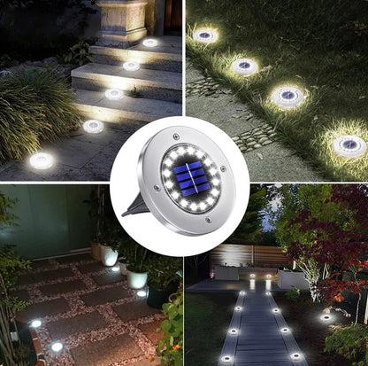 Solar Garden Disk Lights 16LED Solar Ground Lights Underground Lights,4 Pack-20 Lumen - Outdoor Solar Outlet