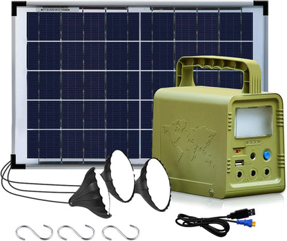 Solar Generator - Portable Power Station for Emergency ,Solar Powered Generator With Panel Including 3 Sets LED Light - Outdoor Solar Outlet