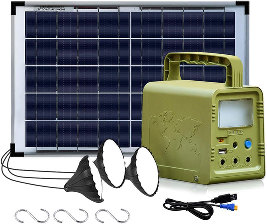 Solar Generator - Portable Power Station for Emergency ,Solar Powered Generator With Panel Including 3 Sets LED Light - Outdoor Solar Outlet