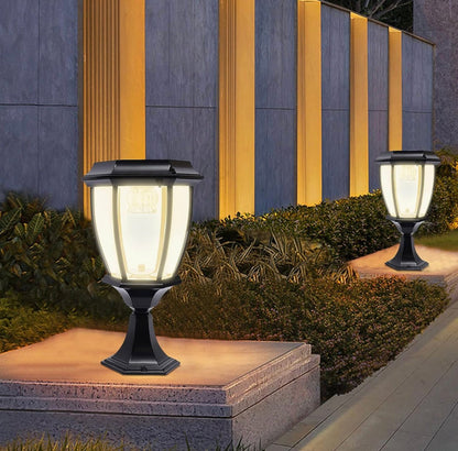 Solar Lamp Post Lights ,Outdoor Aluminum Floor Lamp,Waterproof Solar Powered Street Lights for Garden, Pathway, Driveway, Front/ Back Door, Warm White Solar Post Light,Replaceable Bulb(2 Pack) - Outdoor Solar Outlet