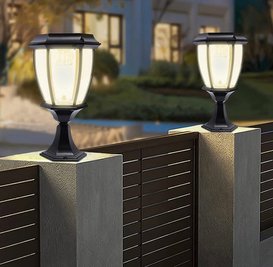 Solar Lamp Post Lights ,Outdoor Aluminum Floor Lamp,Waterproof Solar Powered Street Lights for Garden, Pathway, Driveway, Front/ Back Door, Warm White Solar Post Light,Replaceable Bulb(2 Pack) - Outdoor Solar Outlet