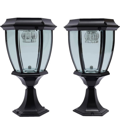 Solar Lamp Post Lights ,Outdoor Aluminum Floor Lamp,Waterproof Solar Powered Street Lights for Garden, Pathway, Driveway, Front/ Back Door, Warm White Solar Post Light,Replaceable Bulb(2 Pack) - Outdoor Solar Outlet