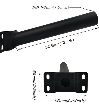 Solar Lighting Mounting Bracket Extension Pole Kit Wall Black Metal Pipes Barn Lights Fixture Antenna Adaptor Outdoor Arm for Street Light,Wall Mounted Tire,Barn Lamp,Post Tree - Outdoor Solar Outlet
