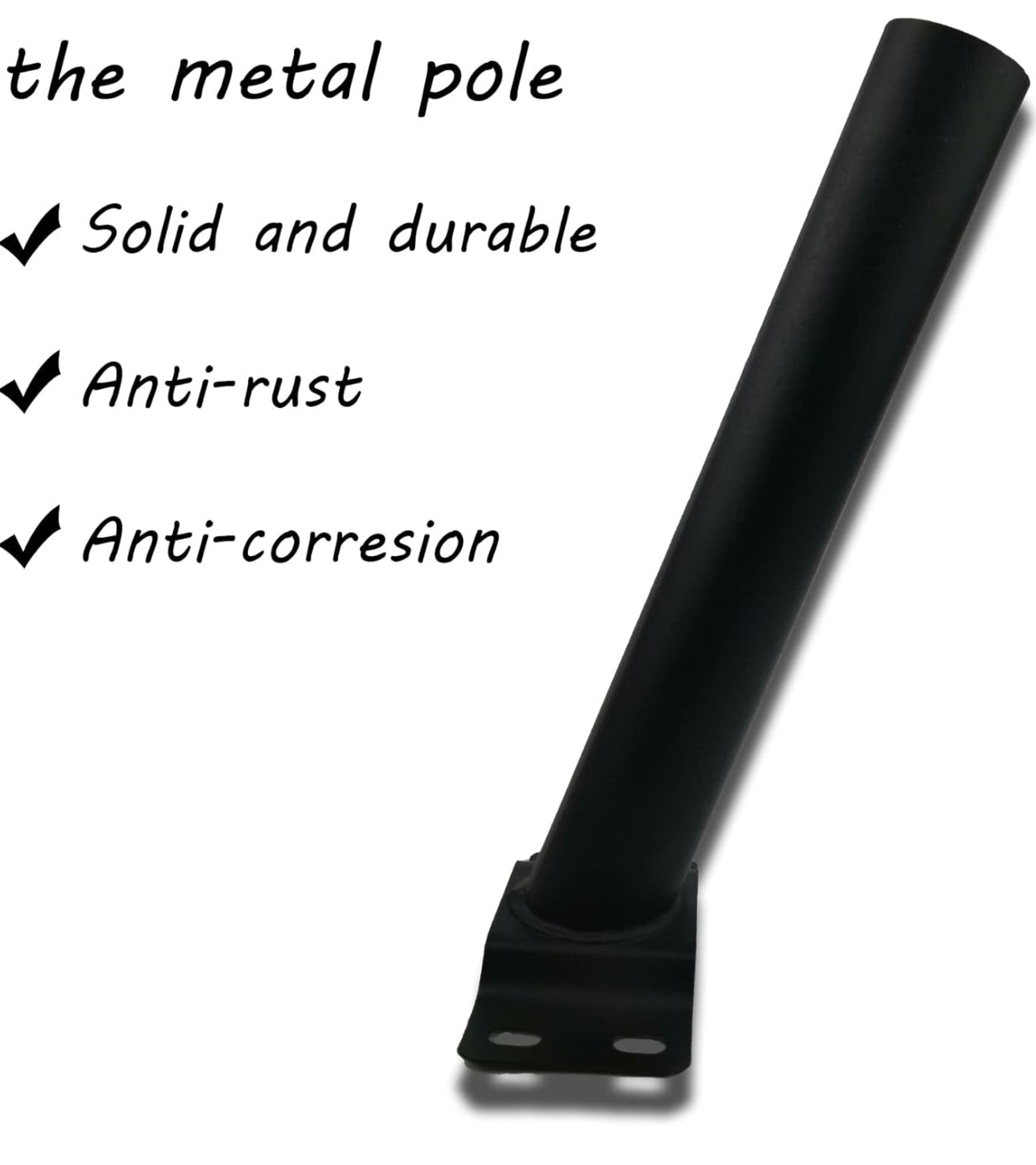 Solar Lighting Mounting Bracket Extension Pole Kit Wall Black Metal Pipes Barn Lights Fixture Antenna Adaptor Outdoor Arm for Street Light,Wall Mounted Tire,Barn Lamp,Post Tree - Outdoor Solar Outlet