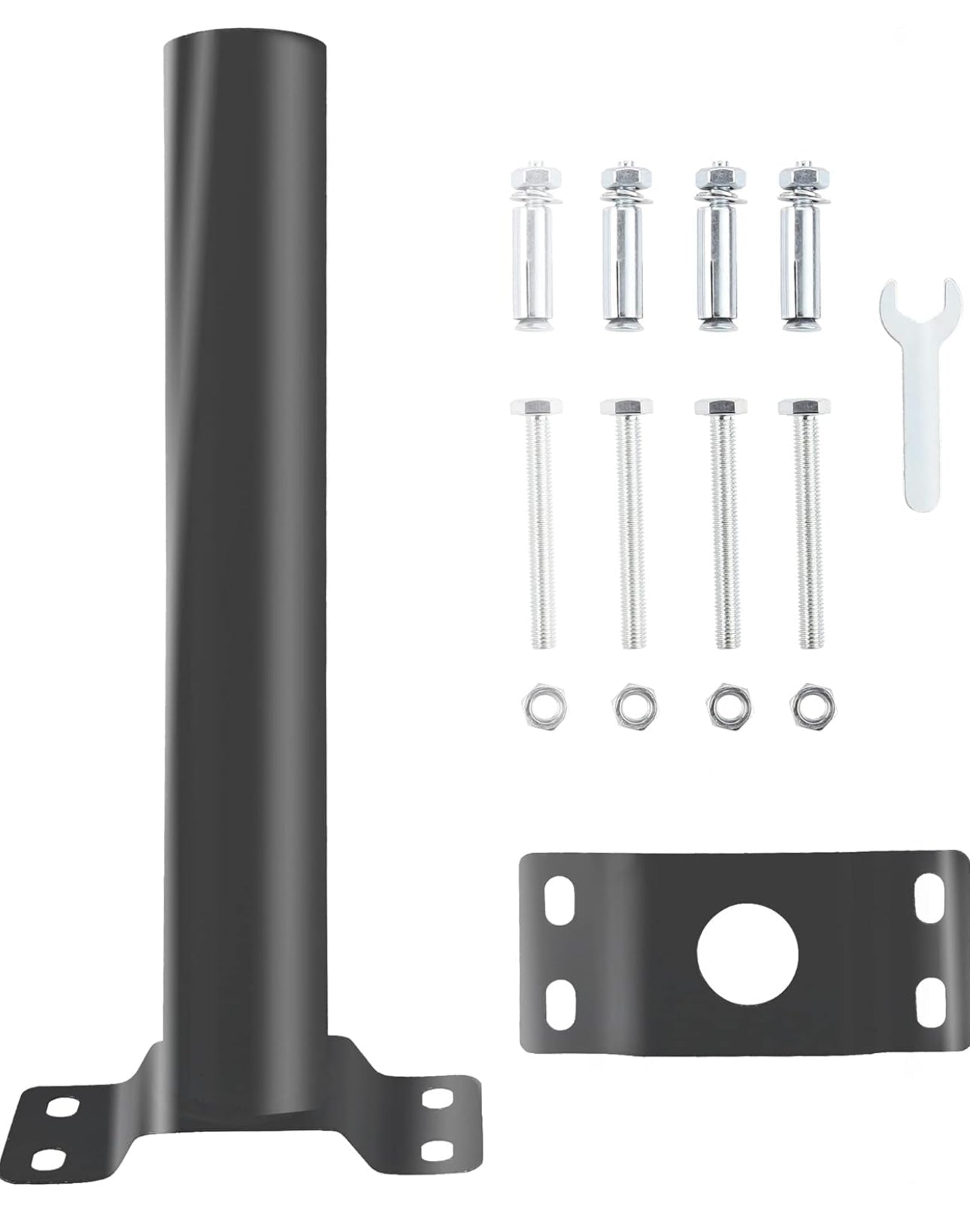 Solar Lighting Mounting Bracket Extension Pole Kit Wall Black Metal Pipes Barn Lights Fixture Antenna Adaptor Outdoor Arm for Street Light,Wall Mounted Tire,Barn Lamp,Post Tree - Outdoor Solar Outlet