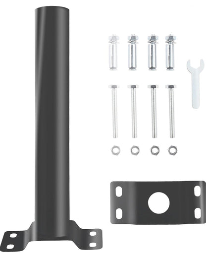 Solar Lighting Mounting Bracket Extension Pole Kit Wall Black Metal Pipes Barn Lights Fixture Antenna Adaptor Outdoor Arm for Street Light,Wall Mounted Tire,Barn Lamp,Post Tree - Outdoor Solar Outlet