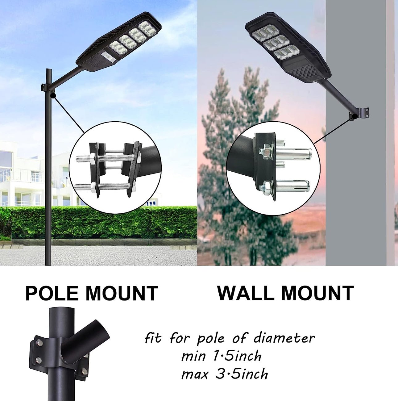 Solar Lighting Mounting Bracket Extension Pole Kit Wall Black Metal Pipes Barn Lights Fixture Antenna Adaptor Outdoor Arm for Street Light,Wall Mounted Tire,Barn Lamp,Post Tree - Outdoor Solar Outlet