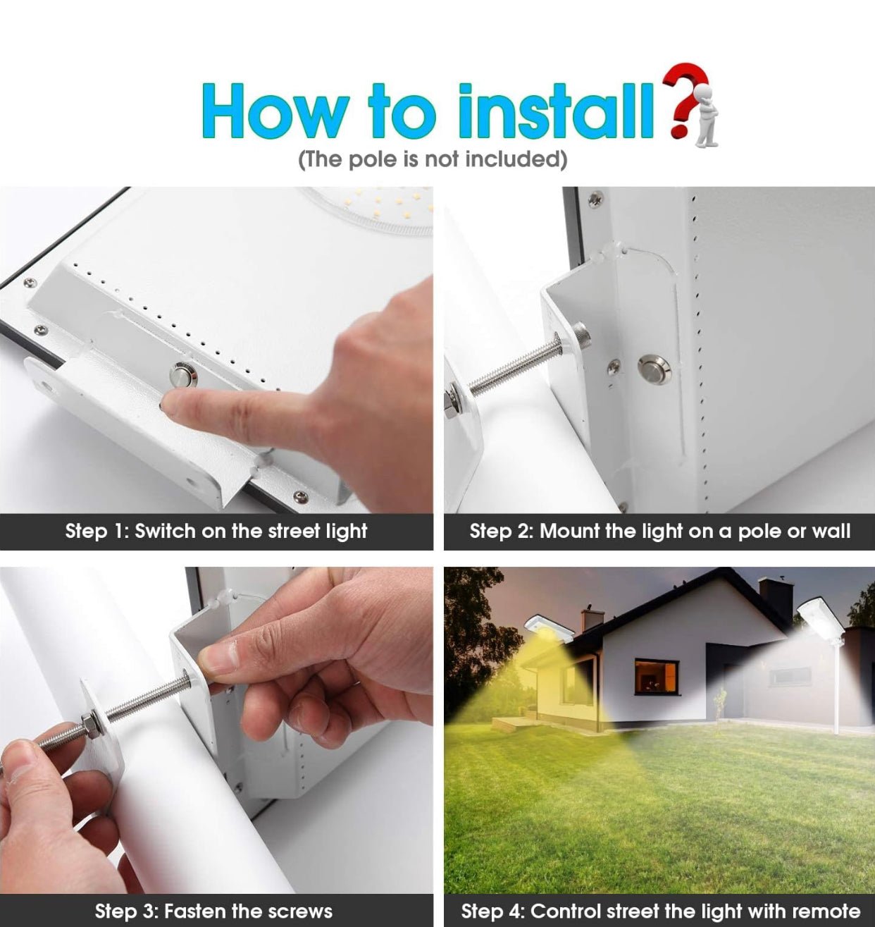 Solar Street Lights Outdoor, Cool White/Warm White Solar Street Light Dusk to Dawn/Motion Sensor, 1300LM IP65 Waterproof, Dimmable Remote Control - Outdoor Solar Outlet