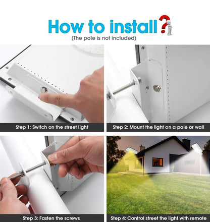 Solar Street Lights Outdoor, Cool White/Warm White Solar Street Light Dusk to Dawn/Motion Sensor, 1300LM IP65 Waterproof, Dimmable Remote Control - Outdoor Solar Outlet