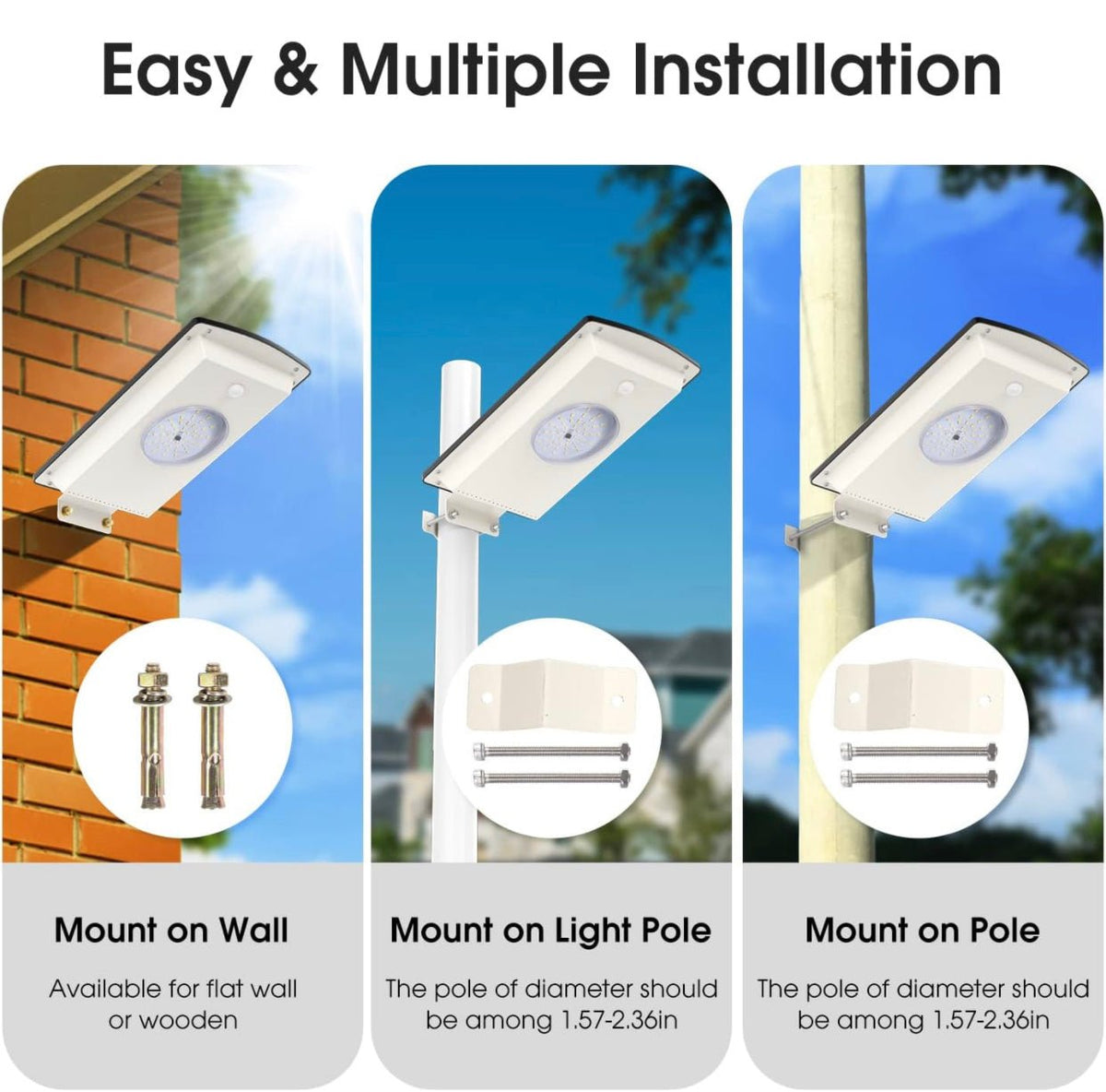 Solar Street Lights Outdoor, Cool White/Warm White Solar Street Light Dusk to Dawn/Motion Sensor, 1300LM IP65 Waterproof, Dimmable Remote Control - Outdoor Solar Outlet