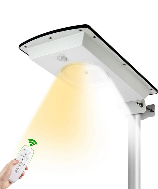 Solar Street Lights Outdoor, Cool White/Warm White Solar Street Light Dusk to Dawn/Motion Sensor, 1300LM IP65 Waterproof, Dimmable Remote Control - Outdoor Solar Outlet