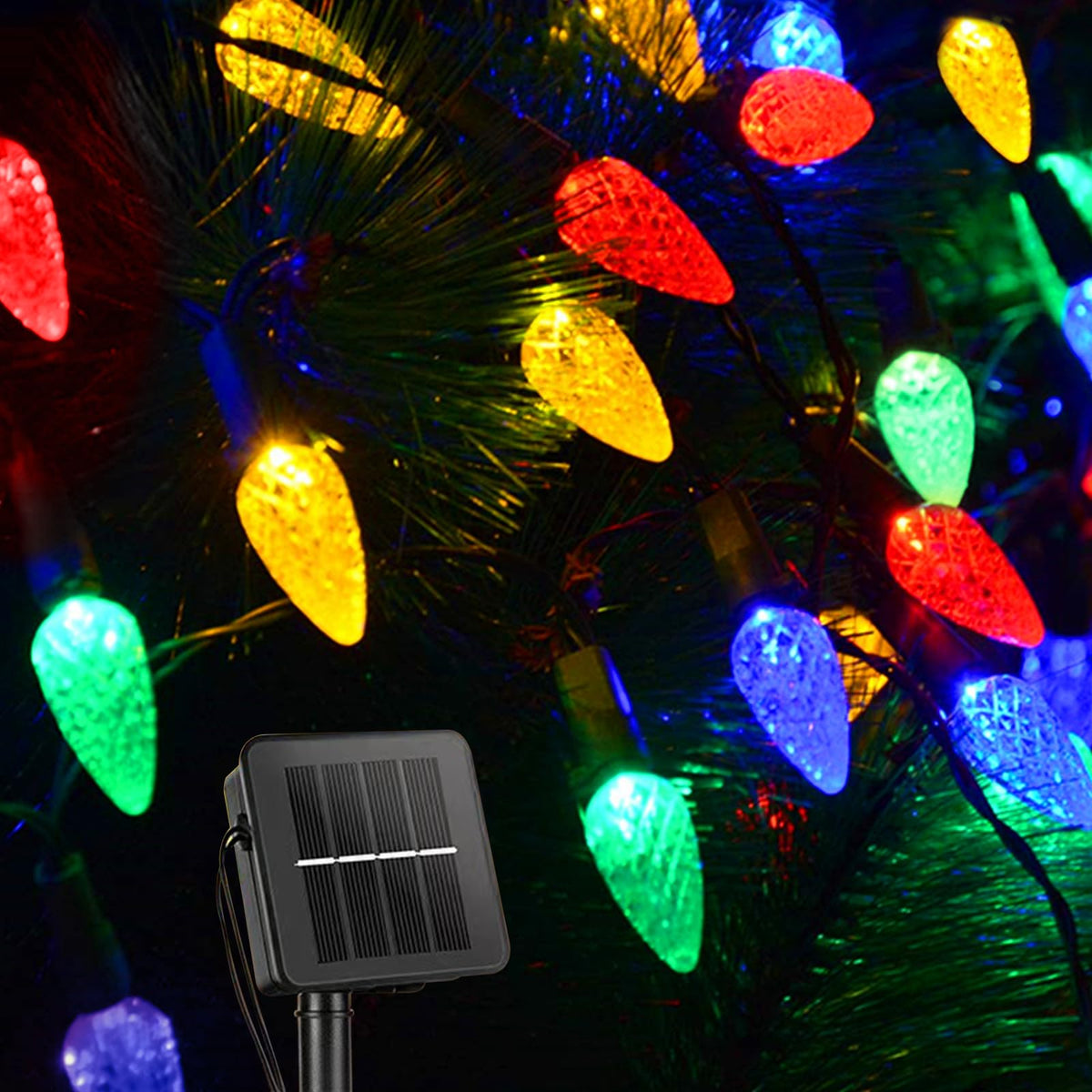 Solar String Strawberry Lights Outdoor 100 LED 40Ft Multi-Color Christmas Fairy Lights with 8 Lighting Modes, Waterproof - Outdoor Solar Outlet