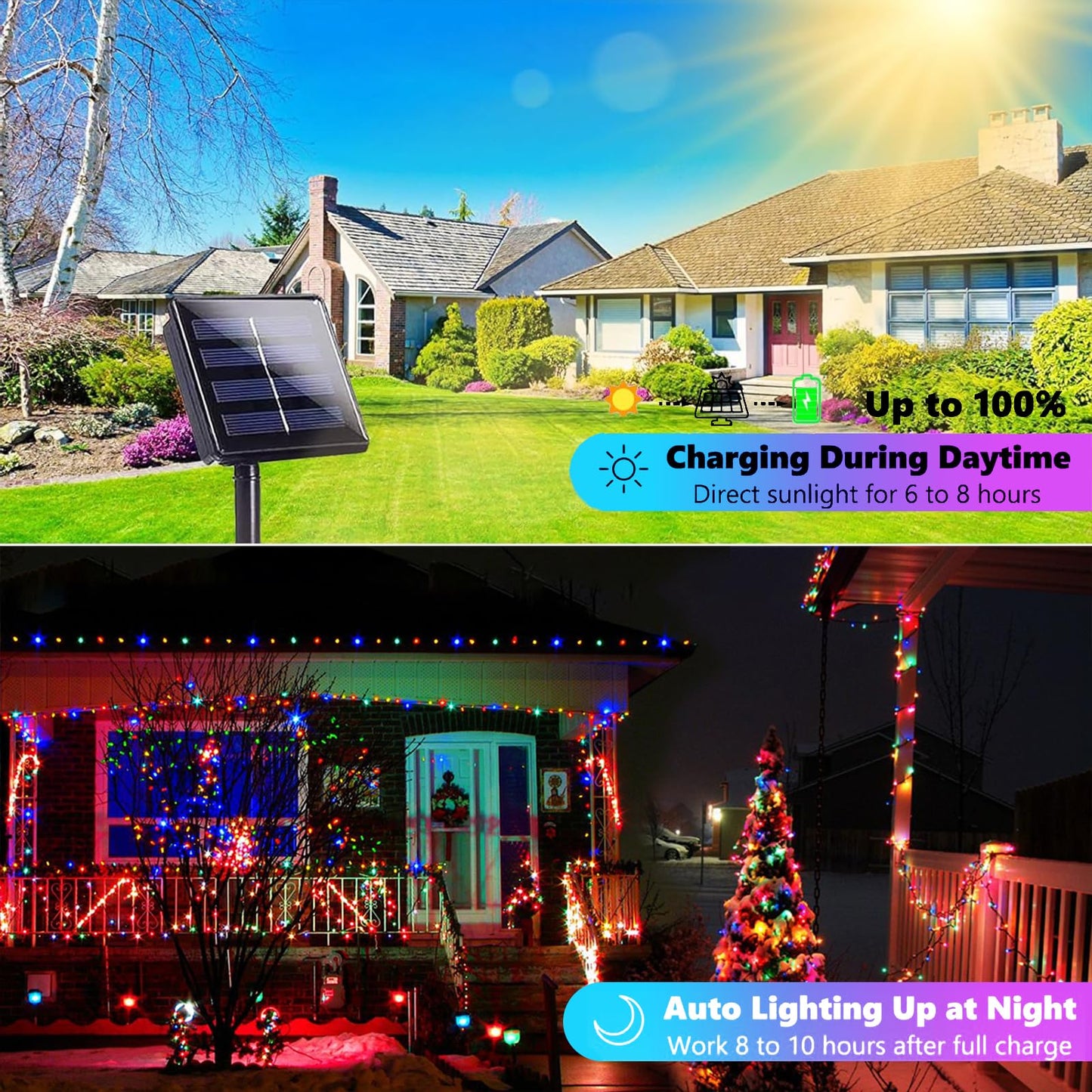 Solar String Strawberry Lights Outdoor 100 LED 40Ft Multi-Color Christmas Fairy Lights with 8 Lighting Modes, Waterproof - Outdoor Solar Outlet