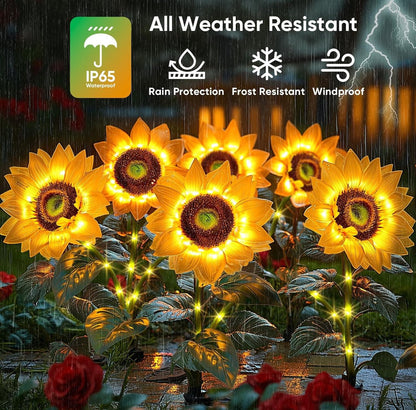 Solar Sunflower Lights 3 Pack with 9 Sunflower Lights - Outdoor Solar Outlet