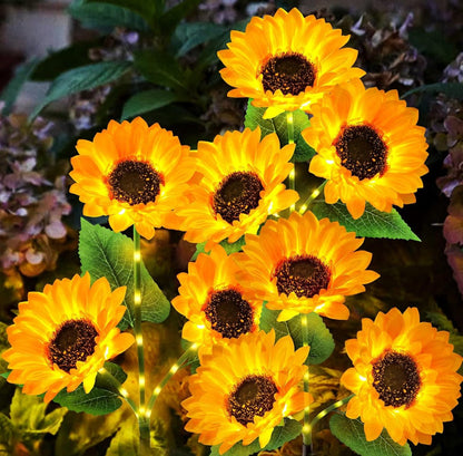 Solar Sunflower Lights 3 Pack with 9 Sunflower Lights - Outdoor Solar Outlet