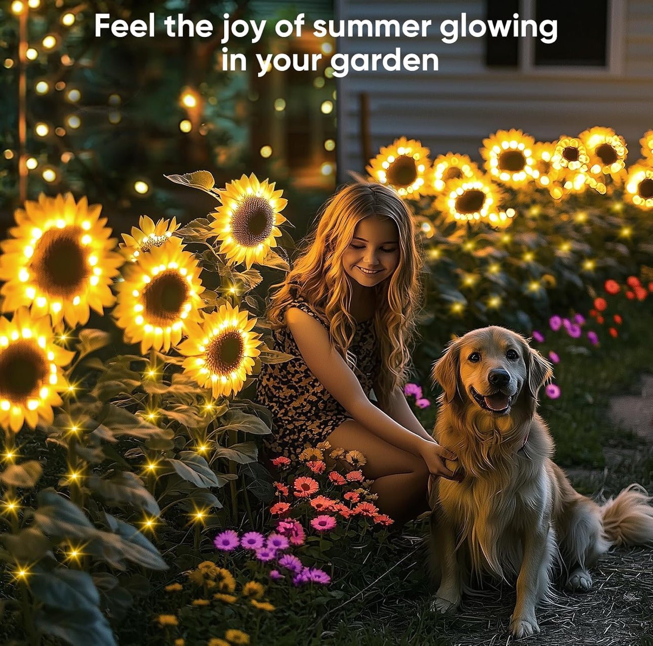 Solar Sunflower Lights 3 Pack with 9 Sunflower Lights - Outdoor Solar Outlet