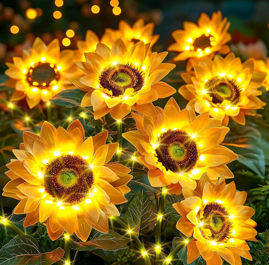 Solar Sunflower Lights 3 Pack with 9 Sunflower Lights - Outdoor Solar Outlet