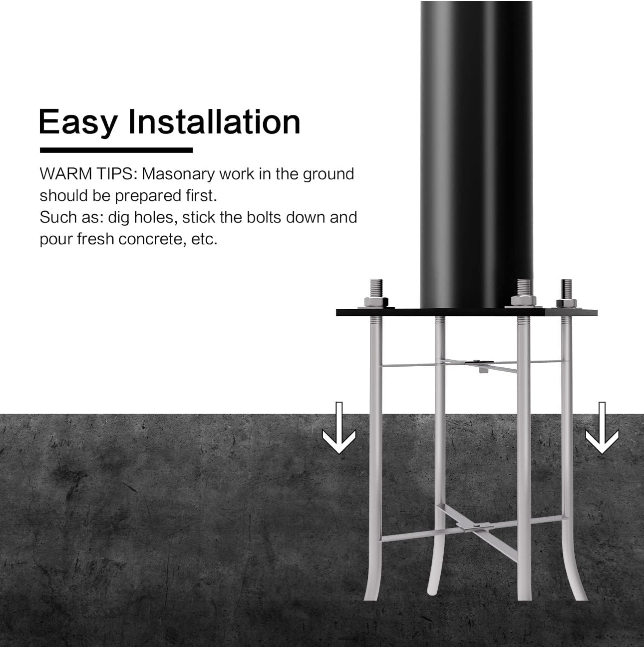 Street Light Pole Mount Accessories Street Lamp Pole Ground Cage Embedded Parts - Outdoor Solar Outlet