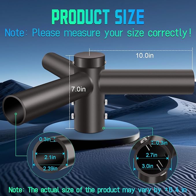 Triple Mounting Bracket Tenon Adapter – 120° 3-Spoke Arm, 2-3/8" Slip-Fitter Mount for Round Poles - Outdoor Solar Outlet