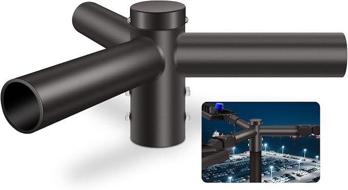 Triple Mounting Bracket Tenon Adapter – 120° 3-Spoke Arm, 2-3/8" Slip-Fitter Mount for Round Poles - Outdoor Solar Outlet