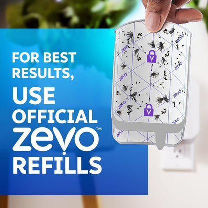 Zevo 1 Flying Insect Traps & 2 Refill Cartridges - Plug in Fly Trap & Indoor Bug Catcher for Gnats, House & Fruit Flies - Blue & UV Light Technology, Mess-Free Alternative to Bug Zapper - Outdoor Solar Outlet