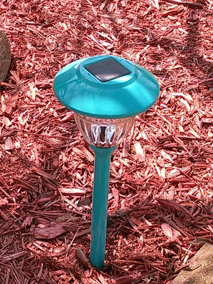 10 Pack Solar Pathway LED Lights Outdoor-Stainless Steel ( Turquoise ) - Outdoor Solar Outlet